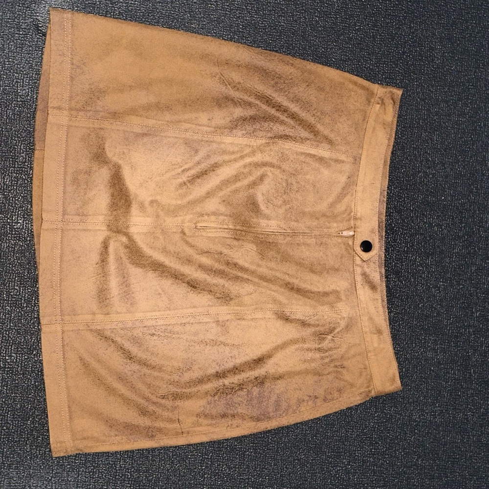 Tan Suede Mini Skirt - Picture 1 of 3